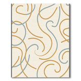 Abstract Swirl Area Rug in Gold Teal