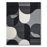 Geometric Abstract Black White Area Rug