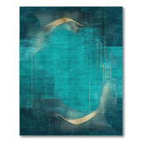 Teal Gold Dot Line Geometric Area Rug