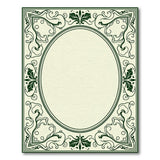 Ornate Green Leaf Scroll Frame Area Rug