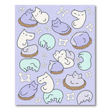 Cute Sleepy Cartoon Cats in Nests Purple Rug