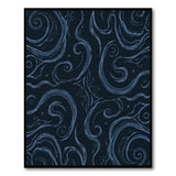 Navy Abstract Swirl Area Rug with Stars