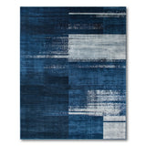 Navy Blue Geometric Abstract Blue and Teal Area Rug