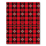 Festive Red Plaid Rug with Tribal Motifs