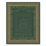 Teal Gold Maze Labyrinth Area Rug