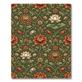 Ornate Peony Lotus Floral Area Rug
