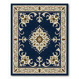 Blue and Teal Traditional Persian Navy Blue Persian Medallion Area Rug