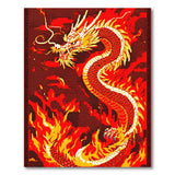 Fiery Golden Dragon Red Area Rug