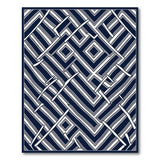 Navy Geometric Interlock Modern Area Rug