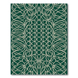 Emerald Green Intricate Floral Line Art Rug