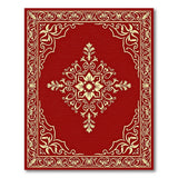 Elegant Red Persian Area Rug with Gold Ornate Border