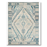 Blue Teal Tribal Geometric Area Rug