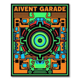 Neon Gear Futuristic Geometric Area Rug