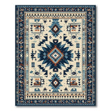 Southwestern Blue Teal Geometric Area Rug