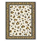 Ivory Leopard Print Area Rug with Gold Border