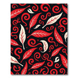 Swirling Red Leaves on Black Area Rug