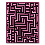 Neon Pink Maze Geometric Area Rug