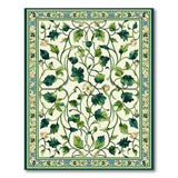 ODIKA Washable Green Botanical Floral Rug - Low Pile Non-Slip Vintage Area Rug