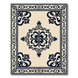 Ornate Black on Ivory Persian Area Rug