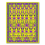 Vibrant Yellow Purple Tribal Bird Motif Rug