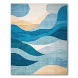 Teal Blue Abstract Wave Landscape Rug