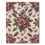 Vintage Pink Roses Crossed Arrows Area Rug