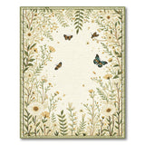 Vintage Green Floral Butterfly Meadow Rug