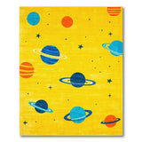 Yellow Space Planets Stars Kids Cartoon Rug