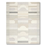 Neutral Beige Grey Geometric Oval Area Rug