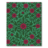 Vintage Red Rose Floral Teal Green Rug
