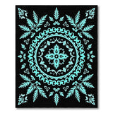 Teal Mandala Area Rug with Intricate Florals