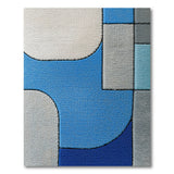 Blue and Teal Blue Teal Geometric Abstract Area Rug