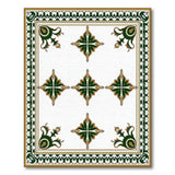 Ornate Green Gold Persian Star Rug