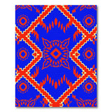 Bold Blue Red Southwestern Geometric Area Rug
