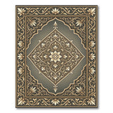 Ornate Grey Gold Floral Mandala Rug