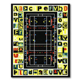 Alphabet Pixel Tennis Court Kids Rug