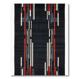 Bold Red Geometric Black Area Rug
