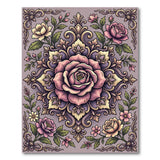 Elegant Purple Rose Mandala Area Rug