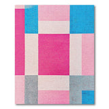 Vibrant Pink Blue Geometric Patchwork Area Rug