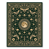 Ornate Emerald Mushroom Moon Area Rug