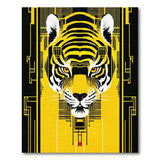Geometric Tiger Face Yellow Area Rug