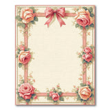 Pink Rose Bow Floral Vintage Area Rug