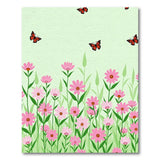 Pink Daisies and Monarch Butterflies Green Area Rug