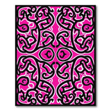 Vibrant Pink Black Tribal Swirl Area Rug