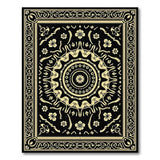 Gold and Silver Traditional Persian Ornate Black Gold Persian Medallion Rug
