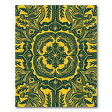 Vibrant Yellow Teal Medallion Area Rug