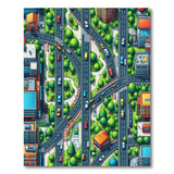 Vibrant Isometric Cityscape Area Rug