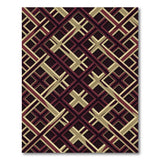 Gold Maroon Geometric Lattice Area Rug