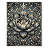 Ornate Grey Lotus Mandala Area Rug