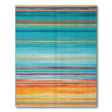 Vibrant Teal Orange Striped Area Rug